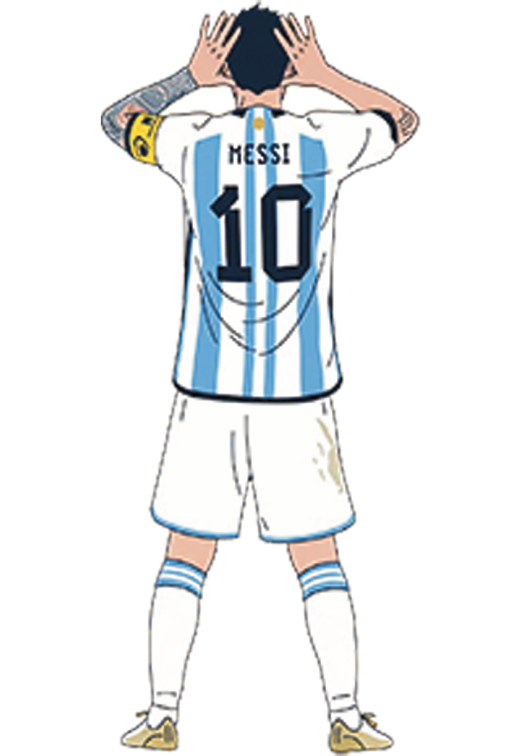 Imágen minimalista de Lionel Messi de espaldas
